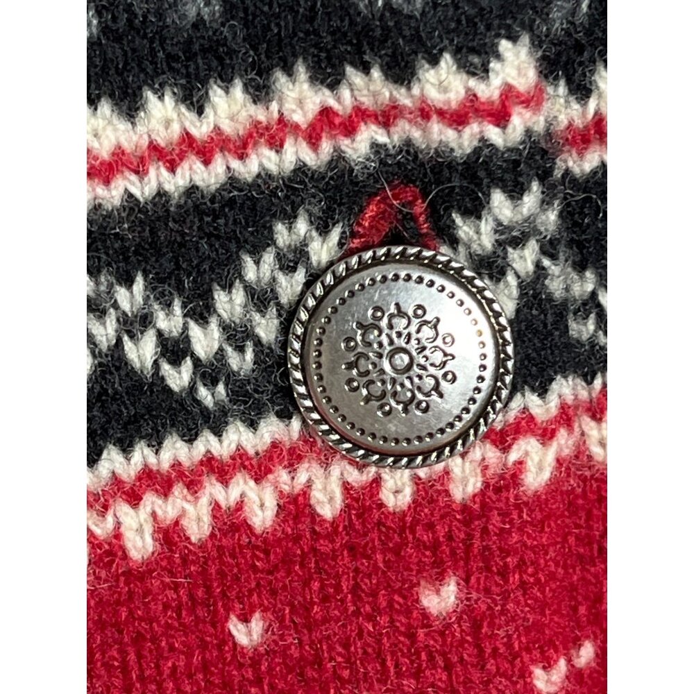 Eddie Bauer Wool Vest Fairisle Knit Red Vtg Heritage Equestrian Academia Wom XS - Picture 4 of 12